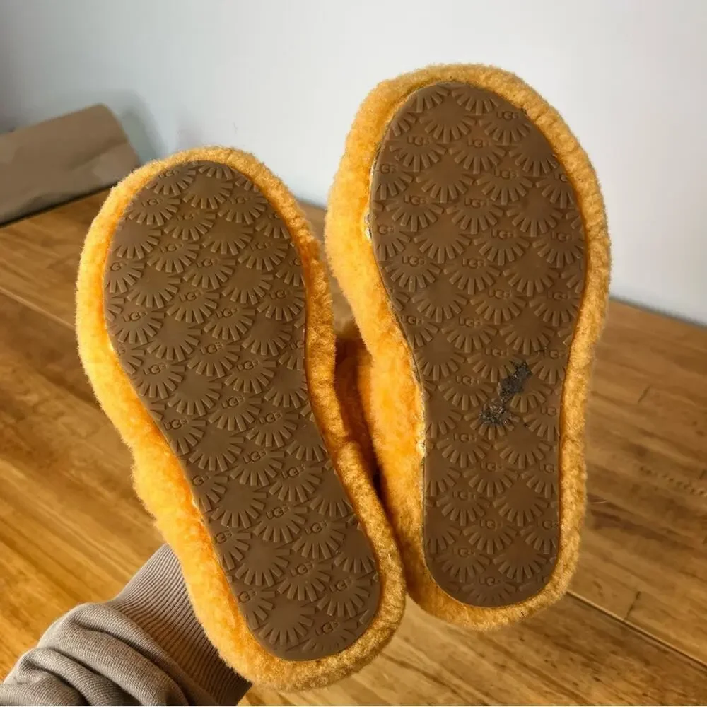 Ugg Oh Yeah Orange Double Strap Fuzzy Slippers Size 13 Youth